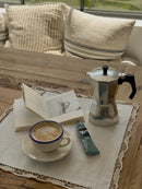 Cream Linen Doily with Lace Edge