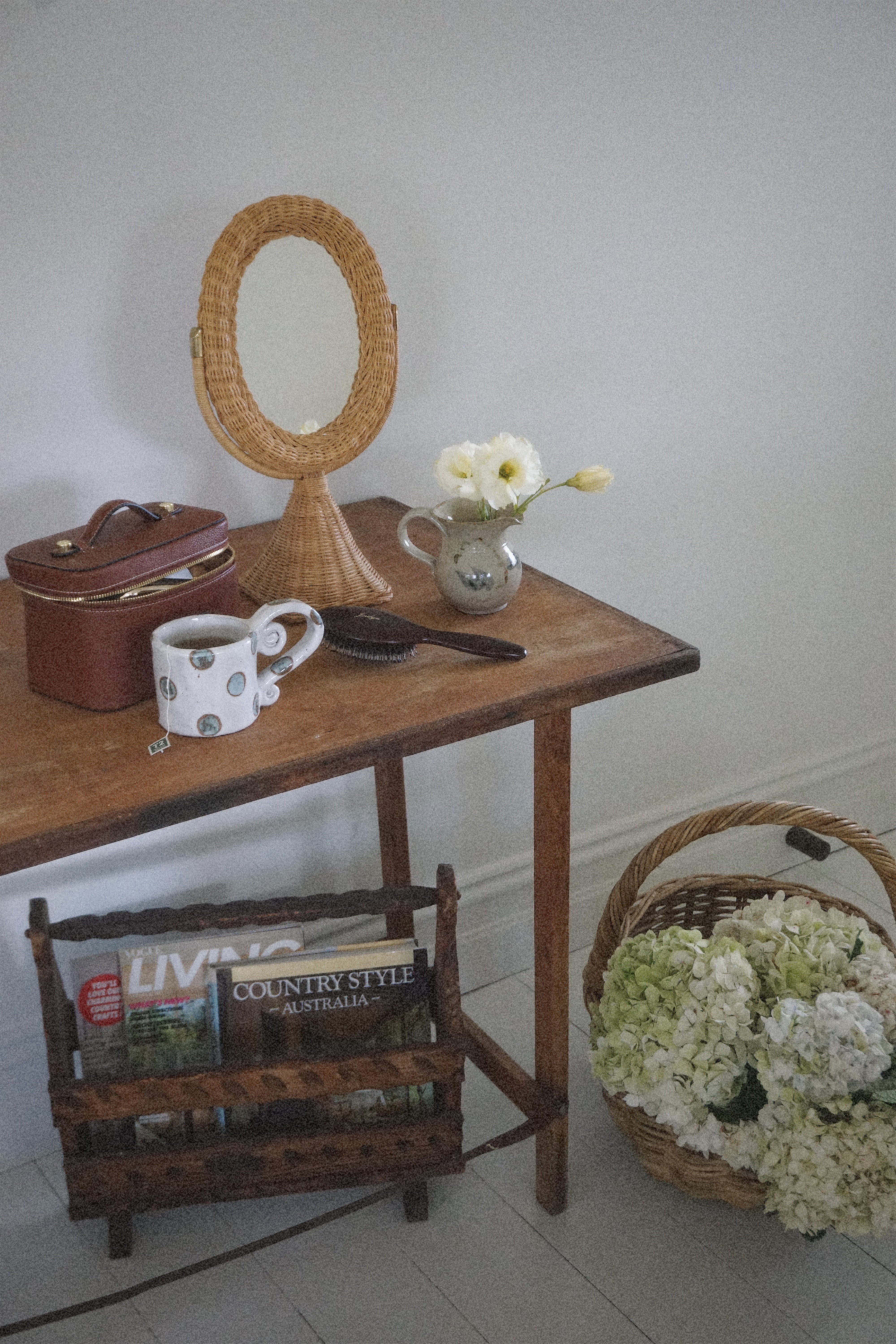 Vintage Wicker Vanity Mirror