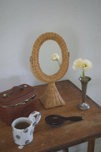 Vintage Wicker Vanity Mirror