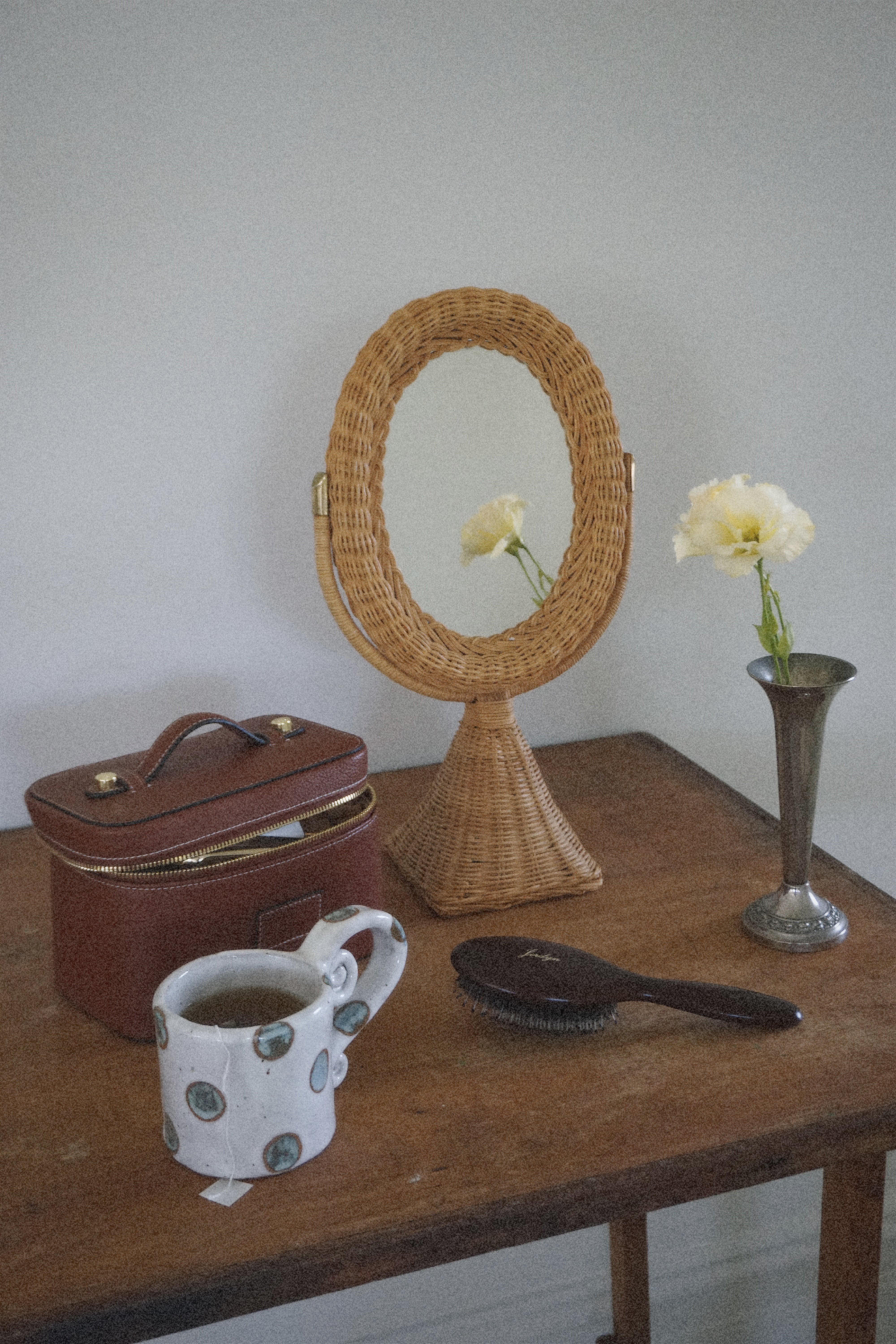 Vintage Wicker Vanity Mirror