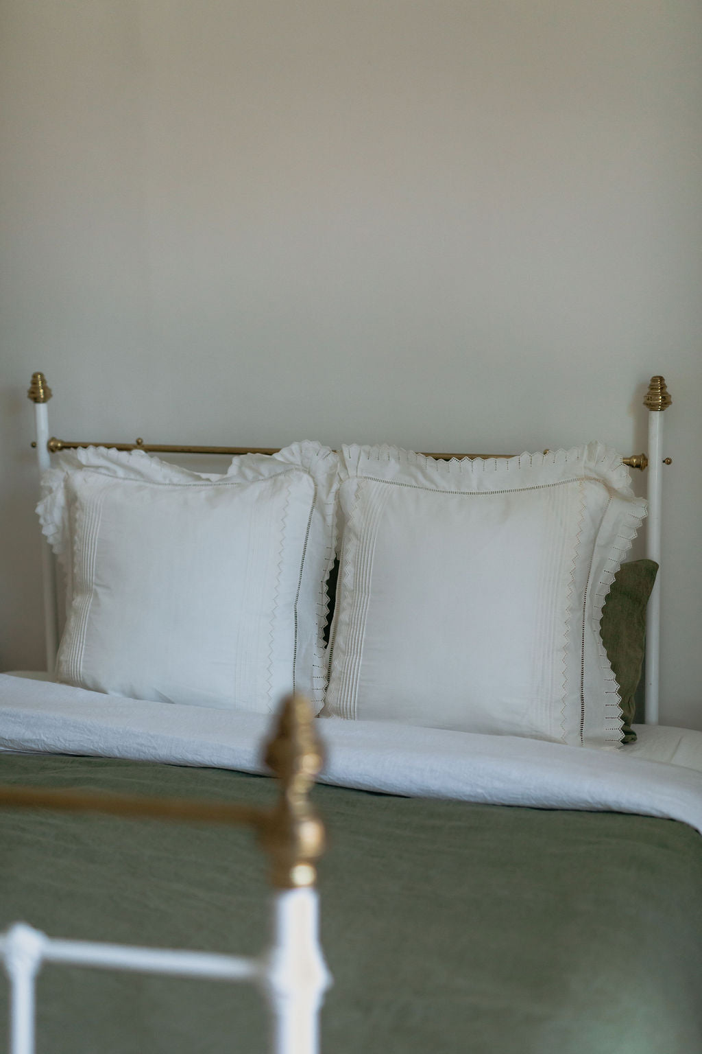 Pair of Broderie Anglaise European Cushion Covers