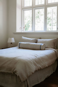 Large Cobalt Stripe Linen Bolster Cushion