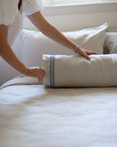 Large Cobalt Stripe Linen Bolster Cushion