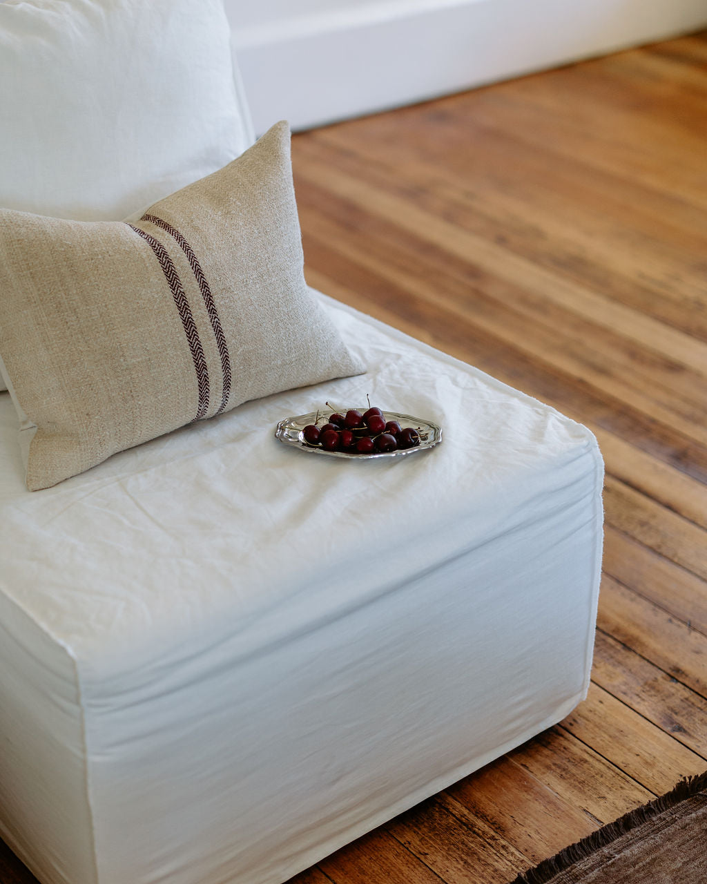 Cherry Stripe Grain Sack Cushion Cover