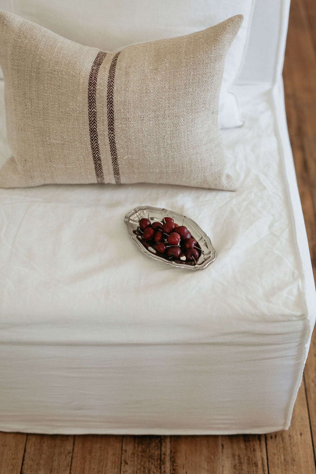 Cherry Stripe Grain Sack Cushion Cover