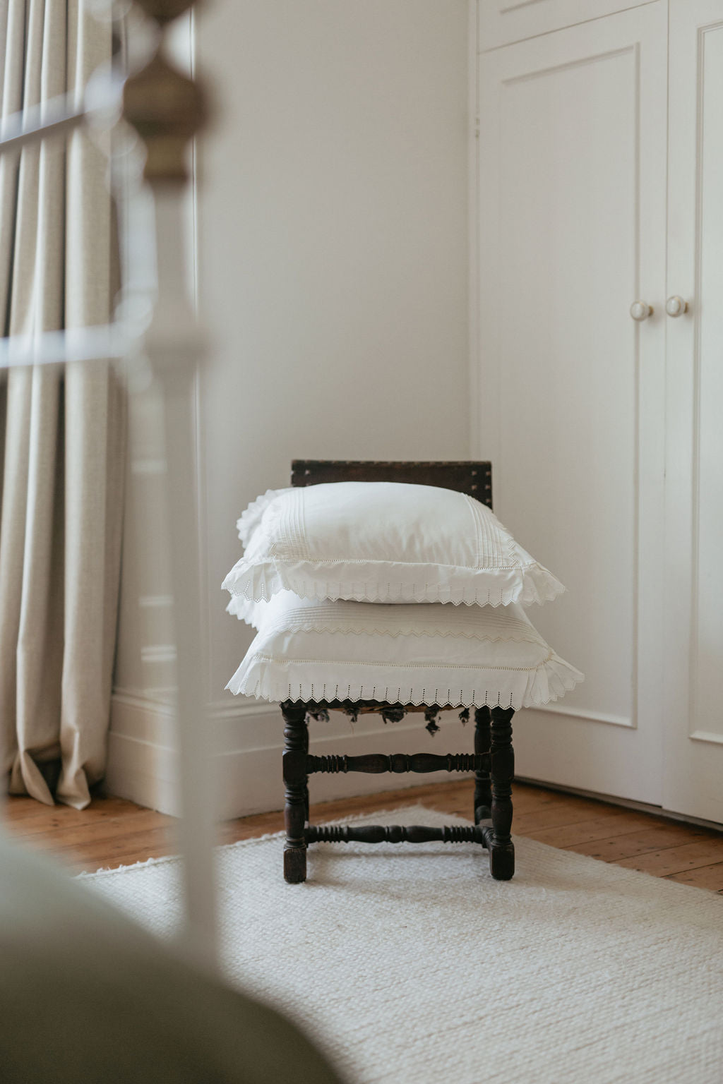 Pair of Broderie Anglaise European Cushion Covers