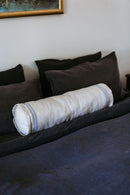 Dusty Blue Stripe Linen Bolster Cushion