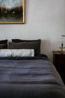 Dusty Blue Stripe Linen Bolster Cushion