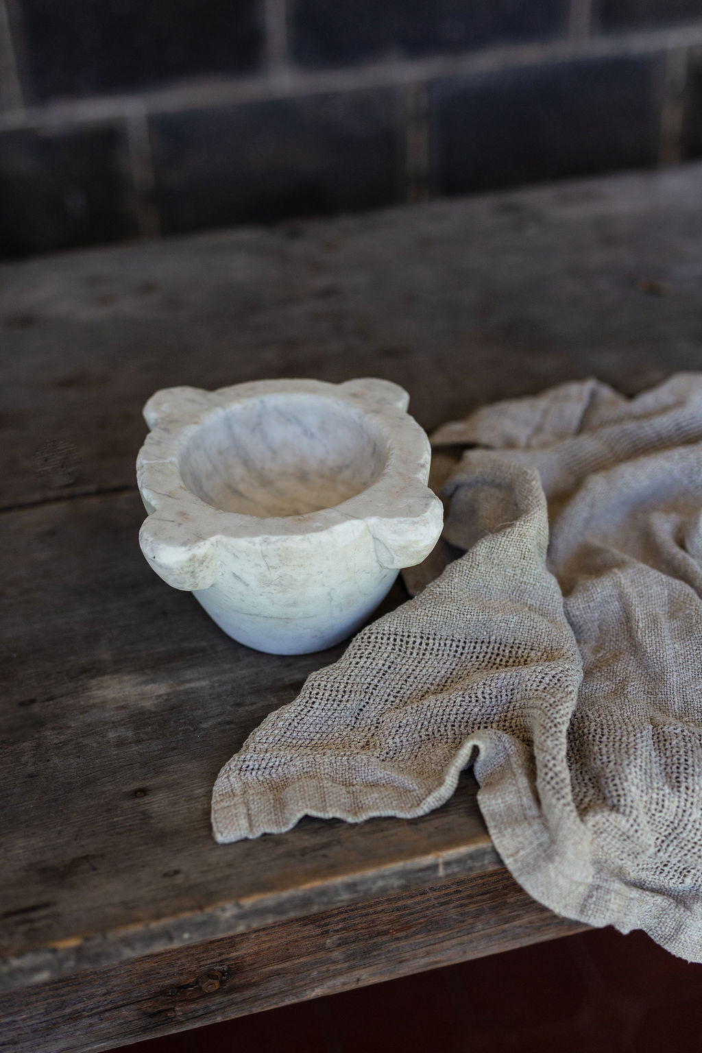 Antique Solid Marble Mortar